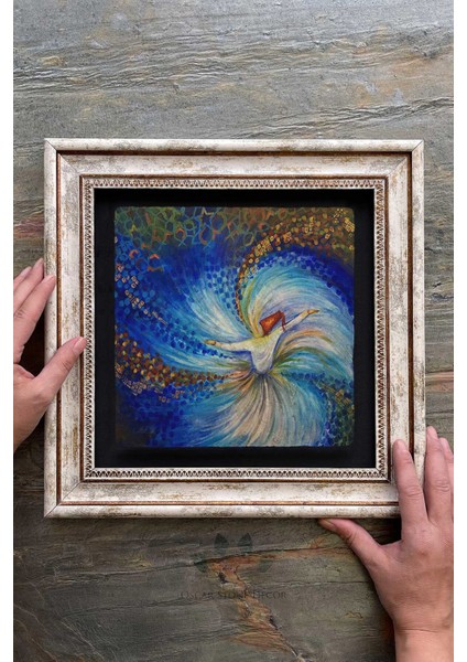 Renkli Taş Duvar Dekoru, 30X30 Cm, Semazen Yağlı Boya Çizimi fiyatları