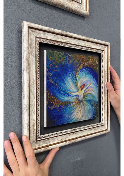 Renkli Taş Duvar Dekoru, 30X30 Cm, Semazen Yağlı Boya Çizimi modelleri