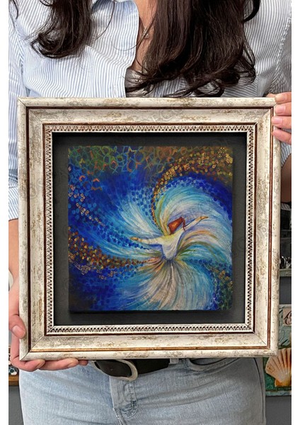 Renkli Taş Duvar Dekoru, 30X30 Cm, Semazen Yağlı Boya Çizimi fırsatları