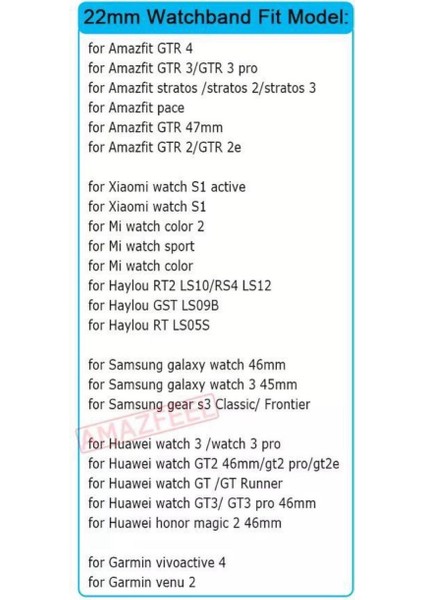 22MM Silikon Akıllı Saat Kordonu Samsung Huawei Amazfit Garmin Uyumlu . fiyatları