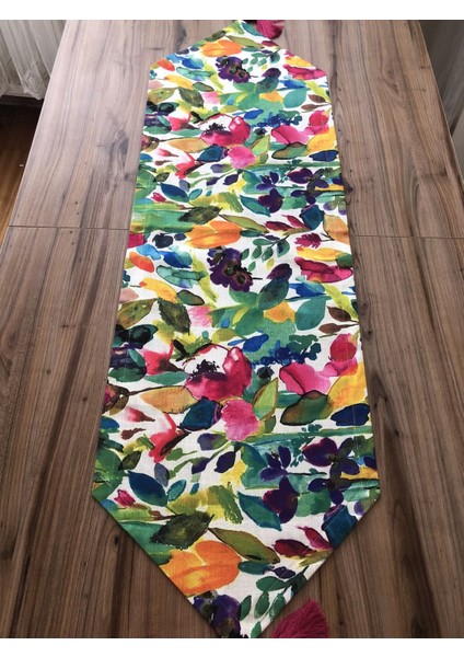 Suluboya Renkli Yapraklar Desenli Runner fiyatları