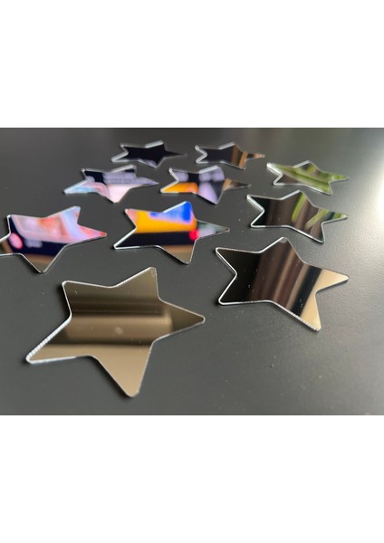 Yıldız Desenli Pleksi Duvar Süsü, 7cm, 100 Adet, Videolu Gösterim