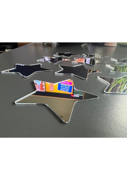 Yıldız Desenli Pleksi Duvar Süsü, 7cm, 100 Adet, Videolu Gösterim modelleri