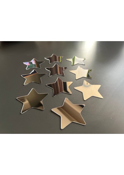 Yıldız Desenli Pleksi Duvar Süsü, 7cm, 100 Adet, Videolu Gösterim fırsatları