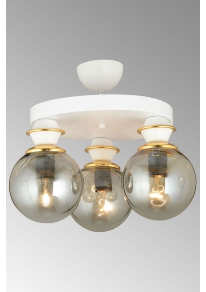 Şık Beyaz 3'lü Cam Top Plafonyer Aşağı Bakan Lüks Avize fiyatları