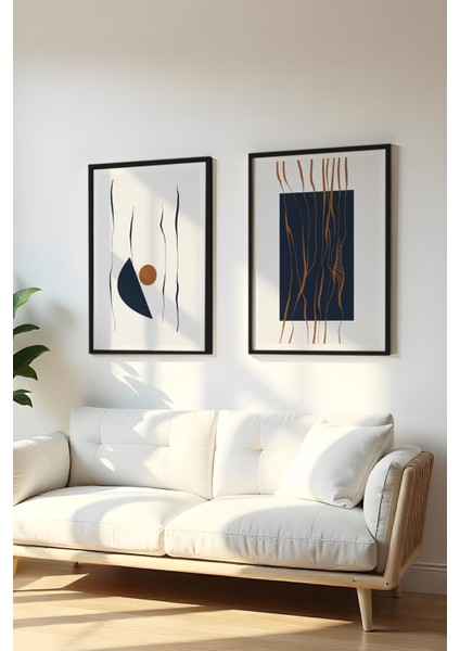 Ahşap Siyah Çerçeveli 2 Parça Set Tablo HUHU108