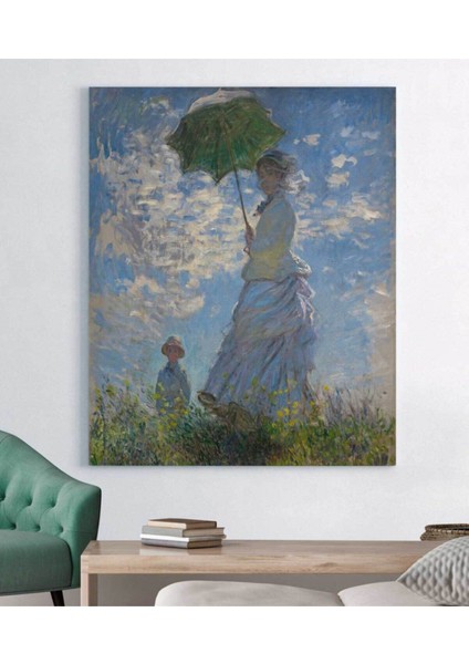 Renkli Kadın Şemsiyeli Manzara Kanvas Tablo, Sanat ve Dekorasyon Için Şık Seçim