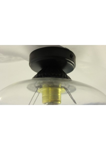 Siyah Camlı Metal Tavan Avizesi, Şık ve Modern Aydınlatma, E27 Uyumlu, Sabit Tasarım fırsatları