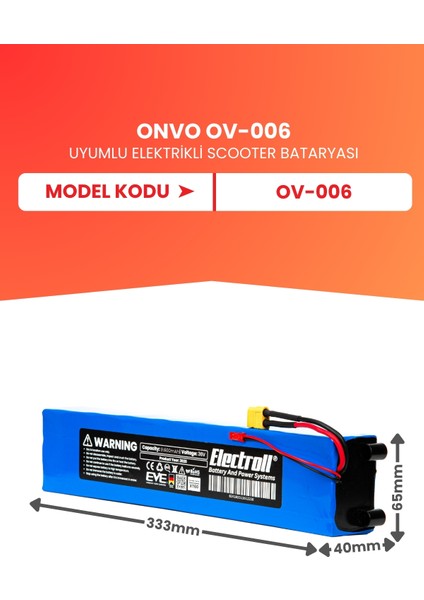 Onvo OV-006 Uyumlu Batarya (Yüksek Kapasite) 36V 9.600MAH Elektrikli Scooter Bataryası fiyatları