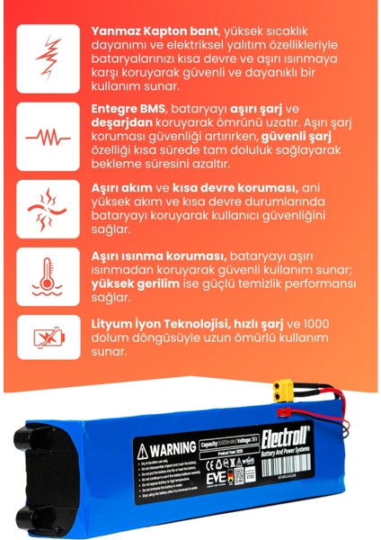 Onvo OV-006 Uyumlu Batarya (Yüksek Kapasite) 36V 9.600MAH Elektrikli Scooter Bataryası modelleri