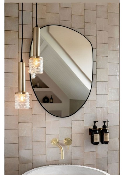 Şık Asimetrik Dekoratif Ayna, Konsol ve Dresuar Için, Siyah Renkli