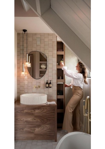 Şık Asimetrik Dekoratif Ayna, Konsol ve Dresuar Için, Siyah Renkli fiyatları