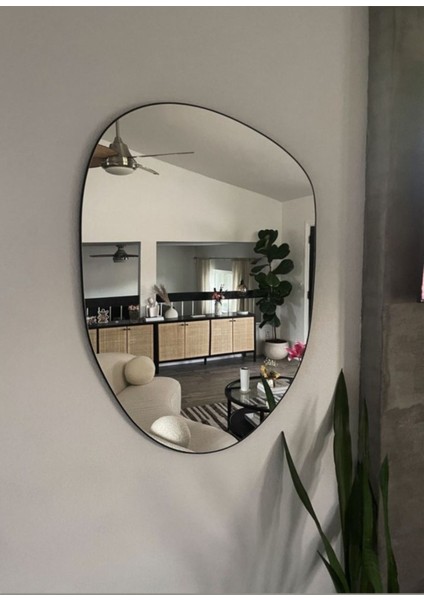 Şık Asimetrik Dekoratif Ayna, Konsol ve Dresuar Için, Siyah Renkli indirimleri