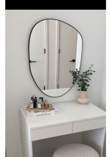 Şık Asimetrik Dekoratif Ayna, Konsol ve Dresuar Için, Siyah Renkli