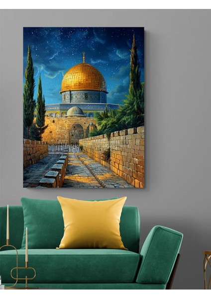 Çok Renkli Kudüs Gece Kanvas Tablo, Şık ve Renkli Dekorasyon Parçası