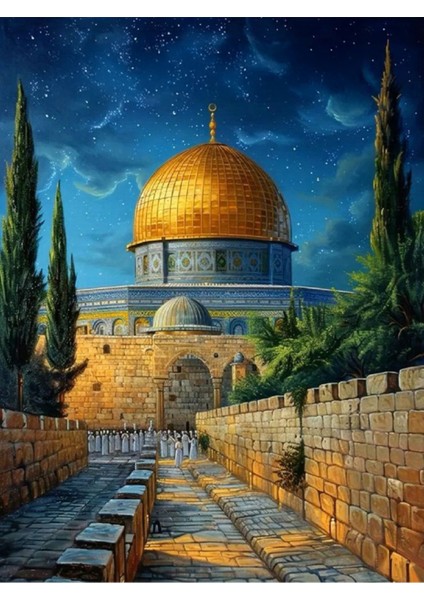 Çok Renkli Kudüs Gece Kanvas Tablo, Şık ve Renkli Dekorasyon Parçası fiyatları