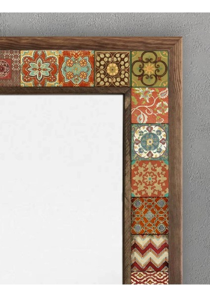 Morocco Bohem Ahşap Çerçeveli Mozaik Ayna 53X73 Cm, Seramik Desenli, Canlı ve Şık fiyatları