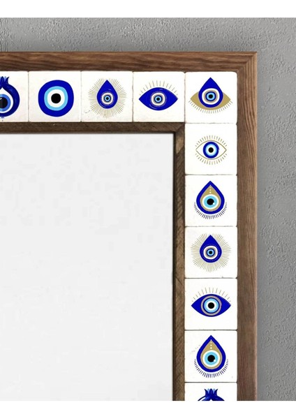 Turuncu Masif Çerçeveli Mozaik Mermer Ayna 53X73 cm Balkon Dekor fiyatları