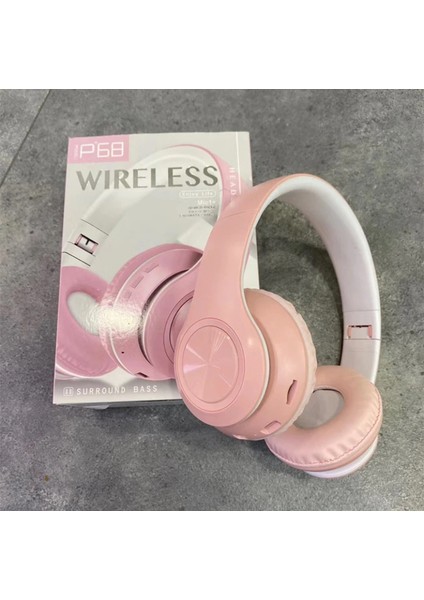 P68 Mikofonlu Sd Kart Girişli Fm Radyolu Bluetooth 5. 0 Kulak Üstü Kulaklık Pembe fırsatları