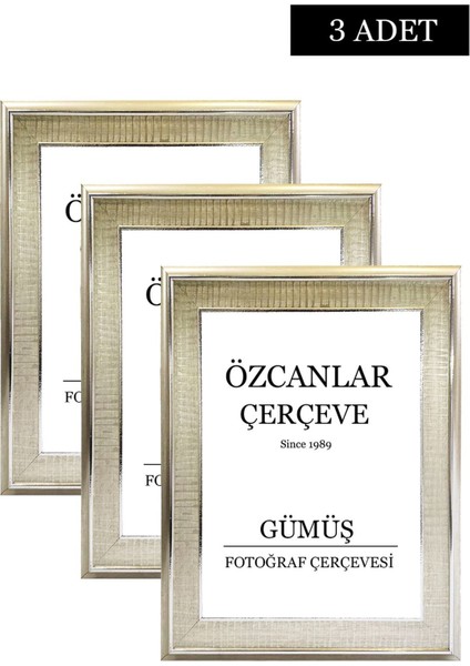 3'lü Boş Resim Çerçevesi Seti, Siyah, Beyaz, Altın Renkli, Şık ve Zarif Tasarım