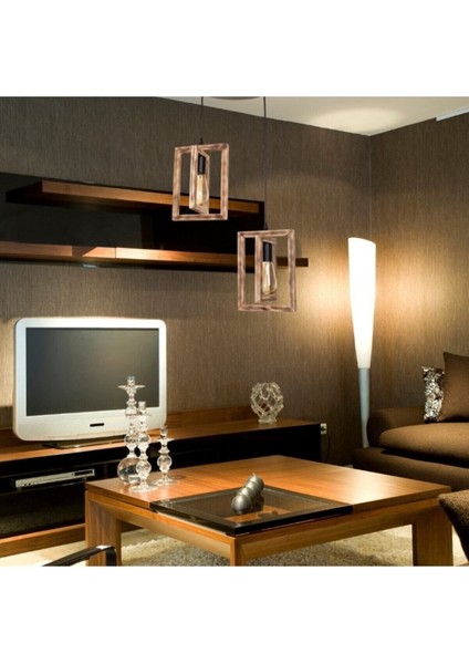 Kare 2'li Ahşap Avize, Şık ve Sıcak Ortamlar Için Modern Tasarım fiyatları