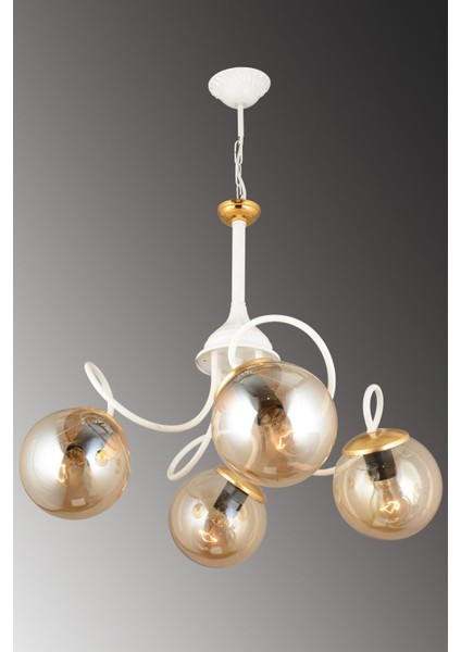 Beyaz 4'lü Bal Glop Camlı Modern Şık Asma Avize modelleri