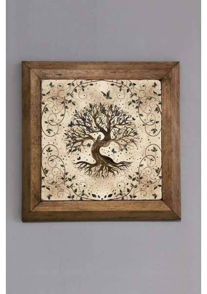 Renkli Hayat Ağacı Doğaltaş Tablo 28X28 Cm, Şık ve Anlamlı Hediye Seçeneği
