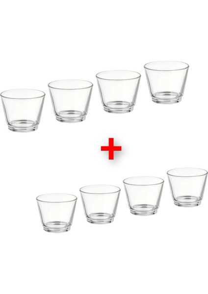 Turuncu 8'li Cam Tealight Mumluk, Yükseklik: 6 Cm, Şeffaf, Sade ve Şık Tasarım