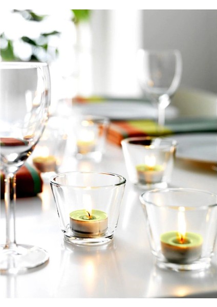 Turuncu 8'li Cam Tealight Mumluk, Yükseklik: 6 Cm, Şeffaf, Sade ve Şık Tasarım modelleri