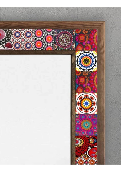 Turuncu Ahşap Çerçeveli Mozaik Ayna 53X73 cm Seramik Desenli fiyatları
