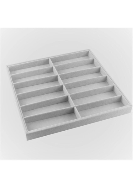 Gri Süet Kumaş Gözlük Standı, 36-38 Cm, Çekmece Içi, Şık ve Kullanışlı Tasarım