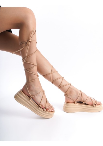 Mırela Bilekten Bağlamalı Ortopedik Taban Kadın Terlik Tt Ten modelleri