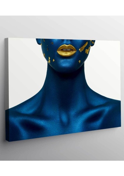 Mavi Altın Zenci Kadın Kanvas Tablo, Şık ve Modern Dekorasyon Için Ideal Seçim