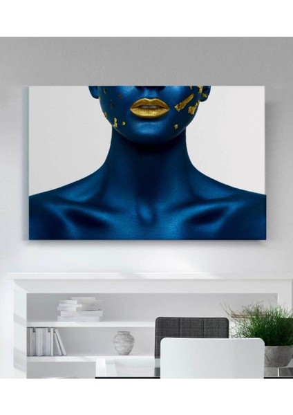 Mavi Altın Zenci Kadın Kanvas Tablo, Şık ve Modern Dekorasyon Için Ideal Seçim fiyatları