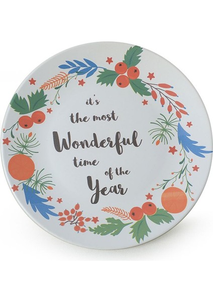 Çok Renkli Yılbaşı Temalı 26 cm Servis Tabağı, Neşeli Akşamlar Için Şık Tasarım modelleri