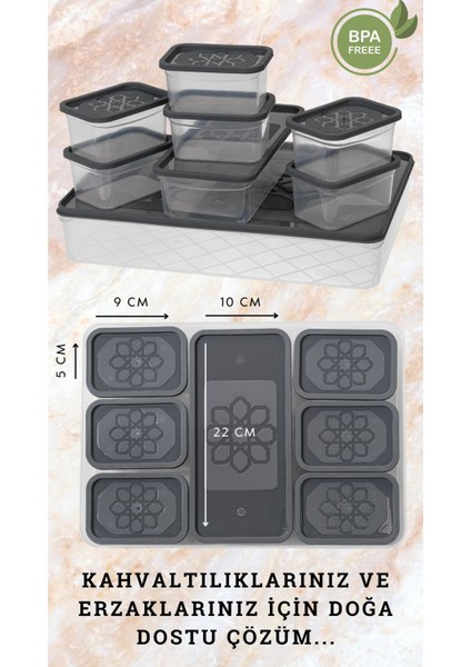 8 Parça Sızdırmaz Plastik Kahvaltı ve Saklama Kabı Seti, Buzluk Uyumlu, Gri fiyatları