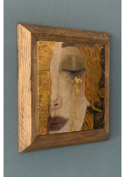 Masif Çerçeveli Ağlayan Kız Temalı Taş Tablo 28X28 cm Duvar Süsü fiyatları
