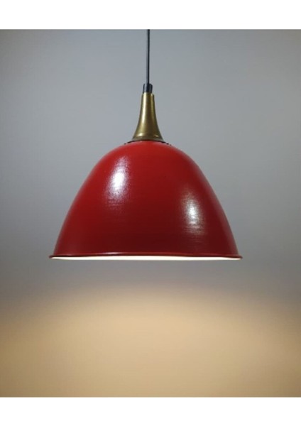 Kırmızı Metal Sarkıt Avize, Retro Tarz, 28CM Çap, Şık ve Modern Tasarım
