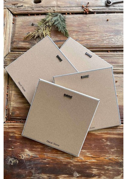 Renkli Taş Çerçeveli 20X20CM 4'lü Set, Şık ve Zarif Dekoratif Tablo