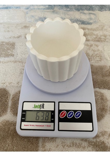 Dalga Desenli Beyaz Beton Sukulent Saksı indirimleri