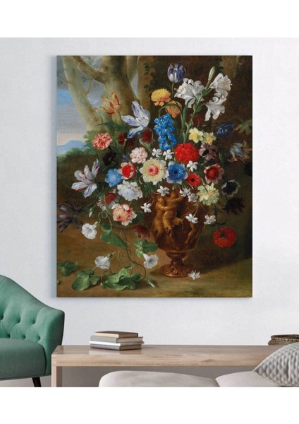 Canlı Renklerle Natürmort Çiçek Kanvas Tablo, Dekoratif Sanat Eseri fiyatları