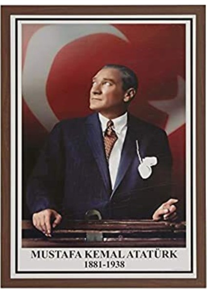 Siyah Mdf Çerçeveli Atatürk Portresi 50X70, Şık ve Modern Duvar Dekoru