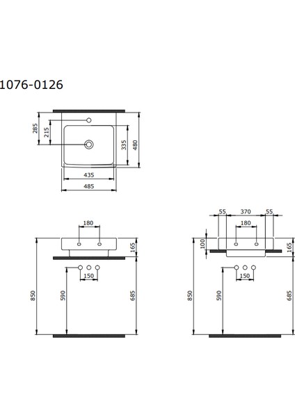 Bocchi Scala Tezgah Üstü Lavabo 48 cm Parlak Beyaz 1076-001-0126 fiyatları