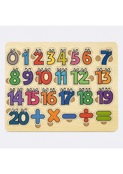 Ahşap Sayılar ve Matematik Sembolleri Puzzle – Eğitici Oyuncak Çok Renkli