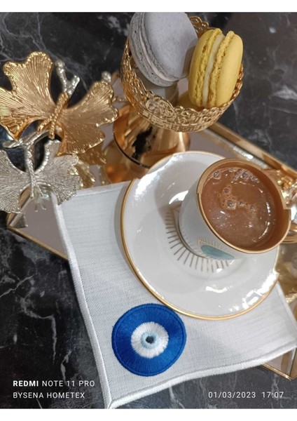 Nazar Boncuğu Detaylı Kokteyl ve Kahve Yanı Sunum Peçetesi 4 Adet indirimleri