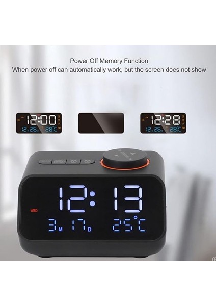 Fm Radyo Led Dijital Çalar Saat, Elektronik Saat, Sıcaklık- Nem- Takvim Göstergeli Saat