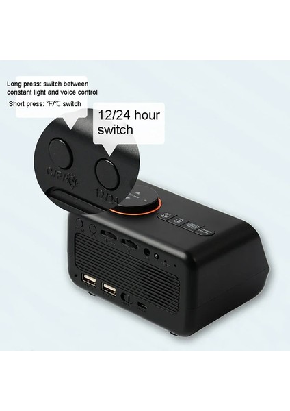 Fm Radyo Led Dijital Çalar Saat, Elektronik Saat, Sıcaklık- Nem- Takvim Göstergeli Saat