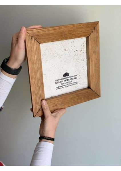 Turuncu Doğaltaş Çerçeveli Tablo Pano 28X28 cm Evil Eye