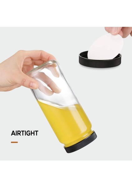 Turuncu 480ML Cam Bardak, Pipetli ve Hava Geçirmez Kapakli, Meyve Suyu Içimi Için Ideal