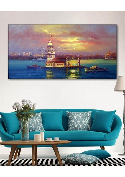 Renkli Kız Kulesi Kanvas Tablo, Şık ve Dekoratif Ev ve Ofis Sanatı